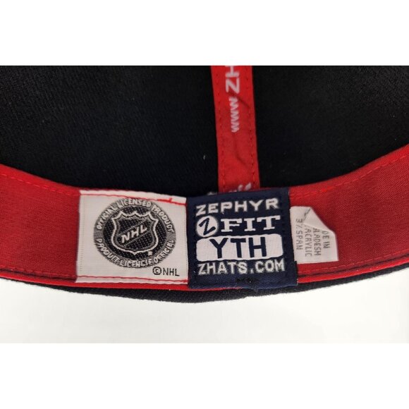 NWT‎ Zephyr KB Baseball Hat Cap Retro Fitted Youth Size Black Red Flat Brim NEW - Picture 6 of 11